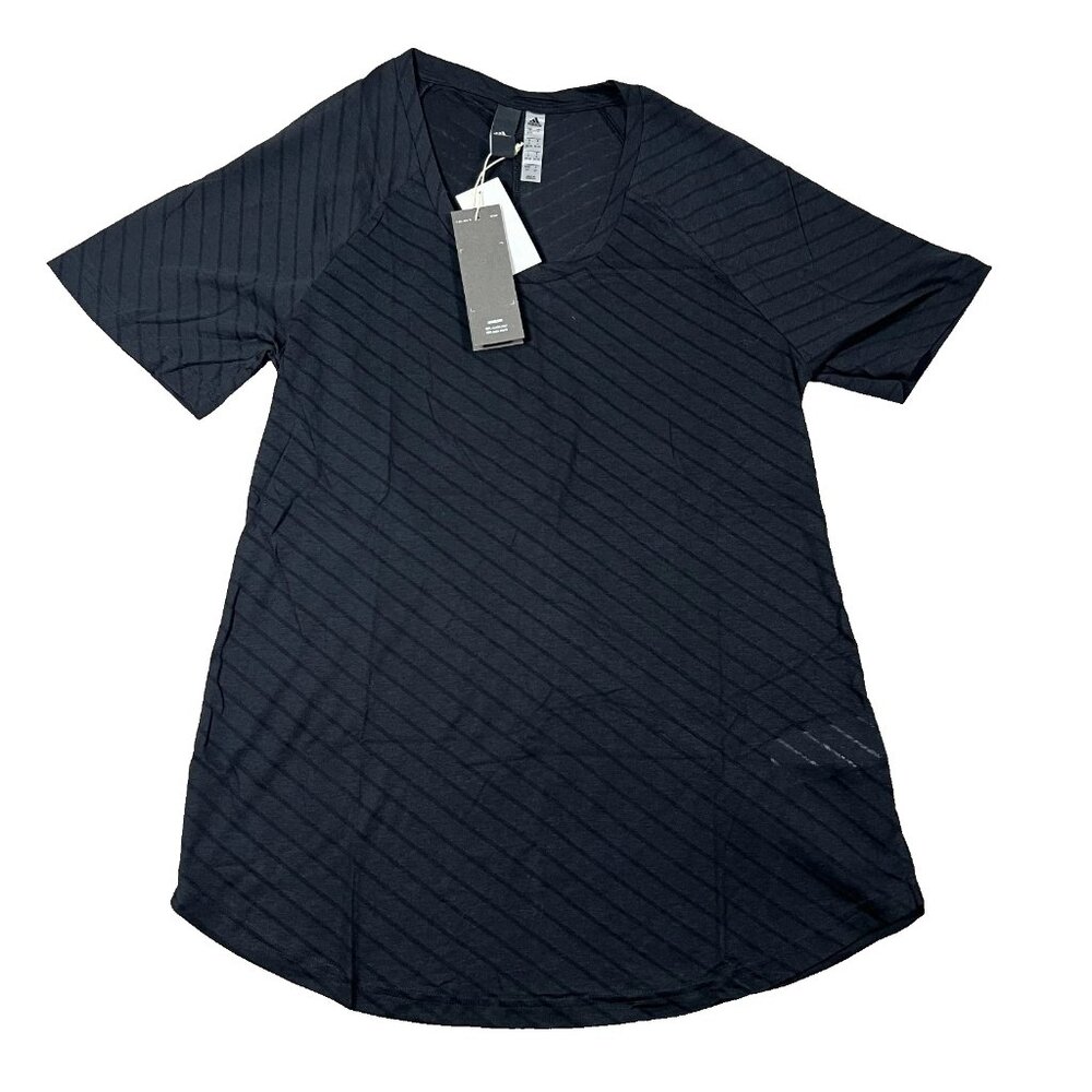 Adidas Womens Small Black Striped Raglan Sleeve Classic Athletic T-Shirt NWT